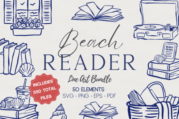 Coastal Reader Clip Art Bundle: Graphics & Illustrations for Branding