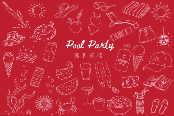 Summer Pool Party Doodle Clipart: Graphics & Illustrations Review